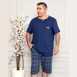 Piżama w kolorze ciemnoniebieskim męska krótka  XL 2XL 3XL 4XL