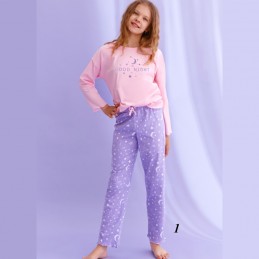 Fioletowo-różowa dziewczęca piżama w gwiazdy 146 152 158