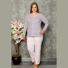 Dwuczęściowa piżama damska jasny fiolet bawełna XL 2XL 3XL 4XL
