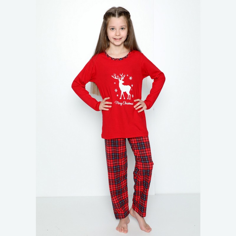 Wygodna świąteczna piżama dziewczęca kolor czerwony 134 do 164