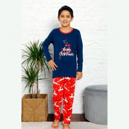 Granatowo-czerwona chłopięca piżama świąteczna 134 do 164