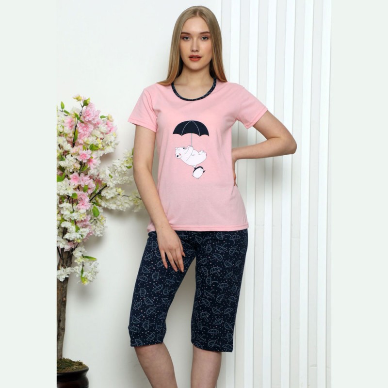 Piżama z niedźwiadkiem w kolorze różowym M L XL 2XL