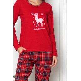 Świąteczna czerwona piżama damska na zimę M L XL XXl