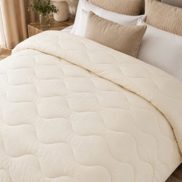 Ciepła kołdra 140x200 z wełną owczą – ciepłe ecru, wsad 1,9 kg