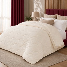 Kołdra 160x200 z wełną owczą 2 kg — ciepło w kolorze ecru