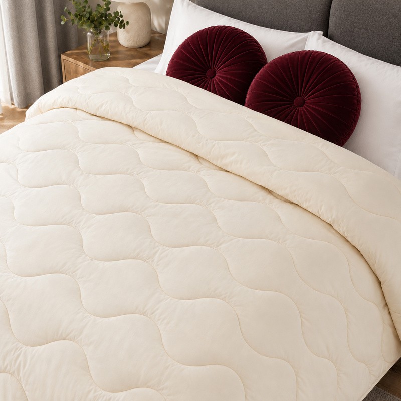 Kołdra z wełną 200x200 ecru — 2,7 kg ciepłego wsadu