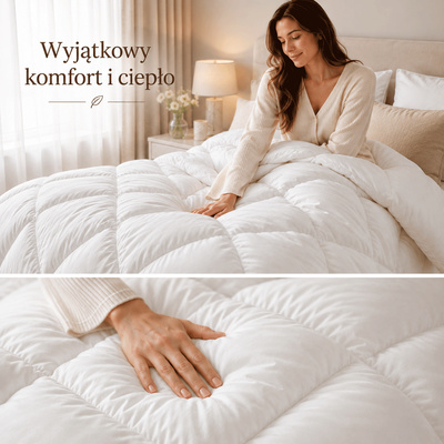 Kołdra DUOO 200x200 — podwójna warstwa na zimowe noce — szczegóły tkaniny