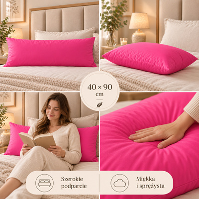 Różowa poduszka z wełną 40x90 — zdjęcie produktu 3