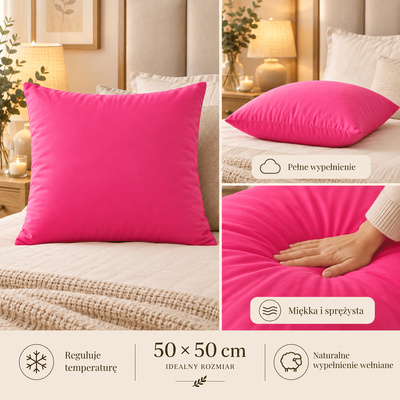 Różowy jasiek z wełną 50x50 — zdjęcie produktu 2