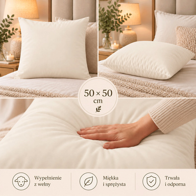 Jasiek z wełną 50x50 ecru — zdjęcie produktu 3