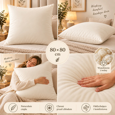 Poduszka z wełną 80x80 ecru — zdjęcie produktu 3